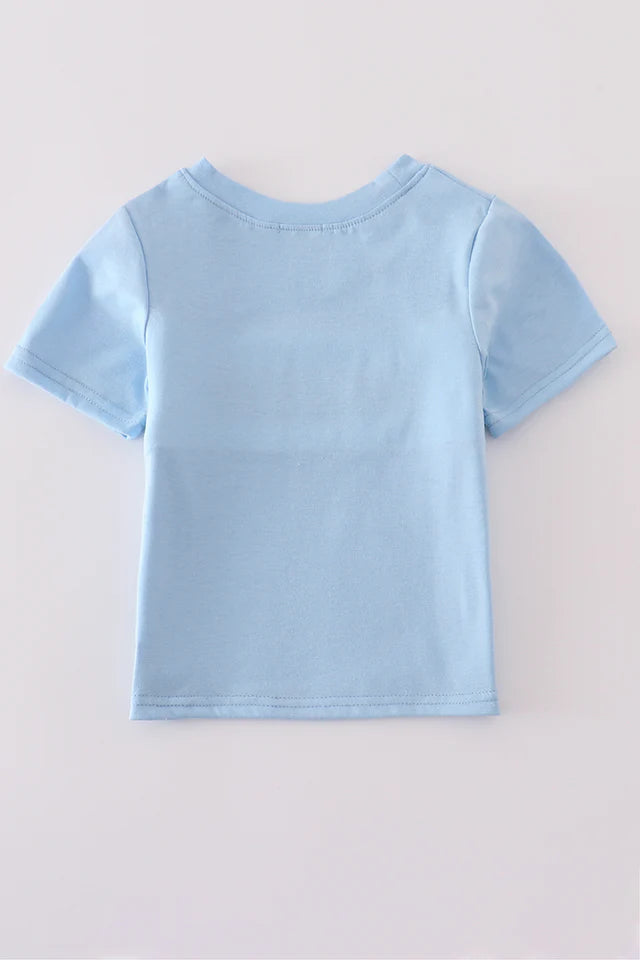 Blue Flag Embroidery Top