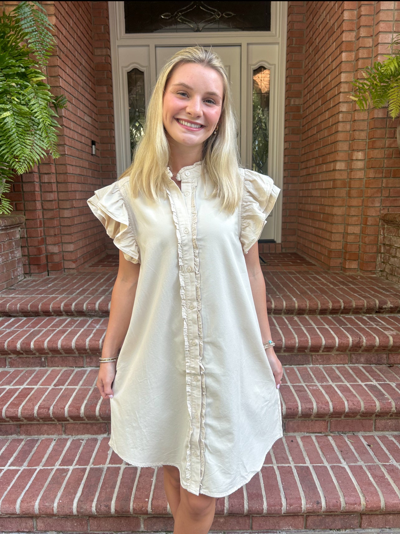 Washed Button Down Mini Dress
