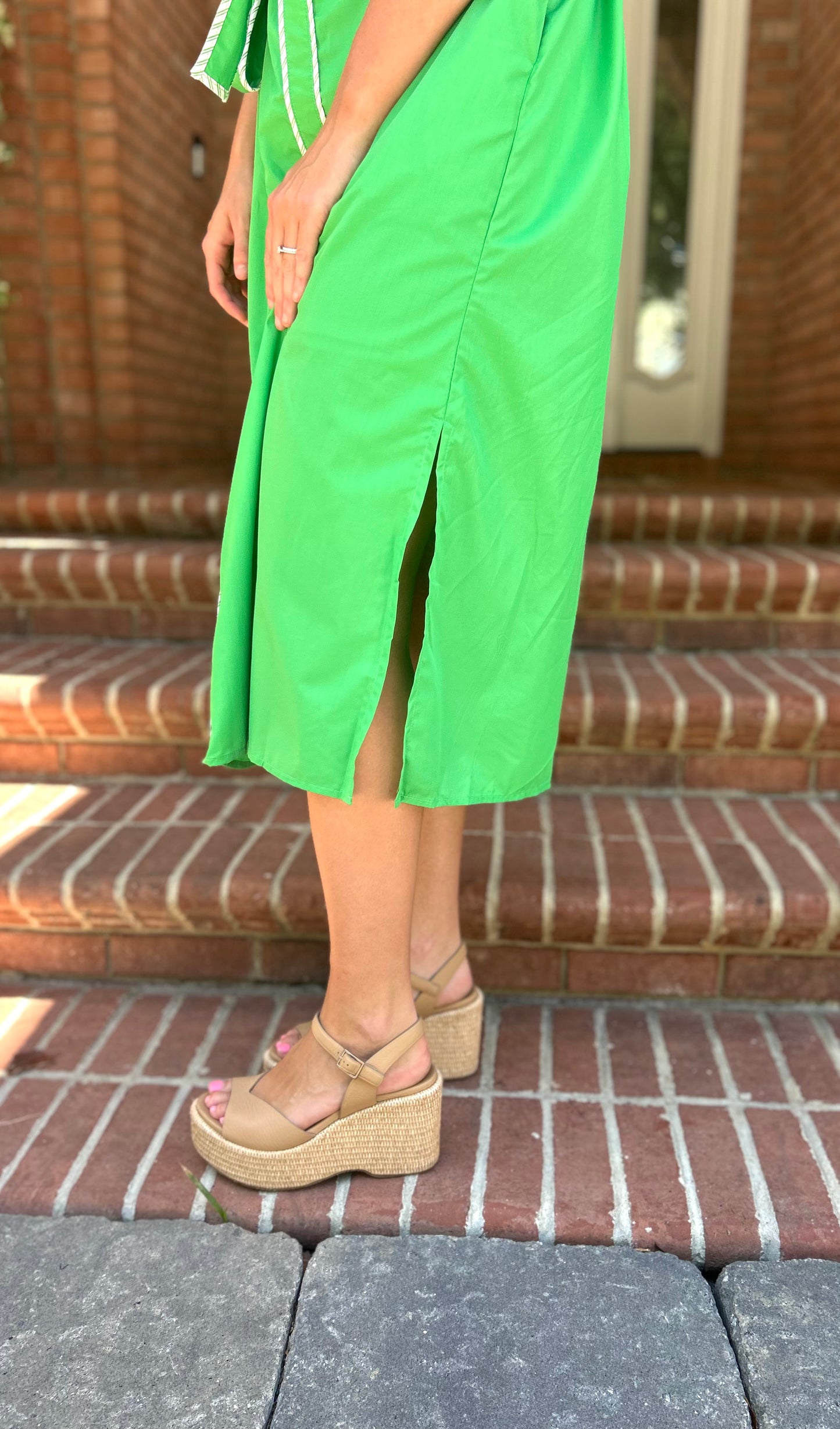Solid Ruffle Sleeve Midi Dress