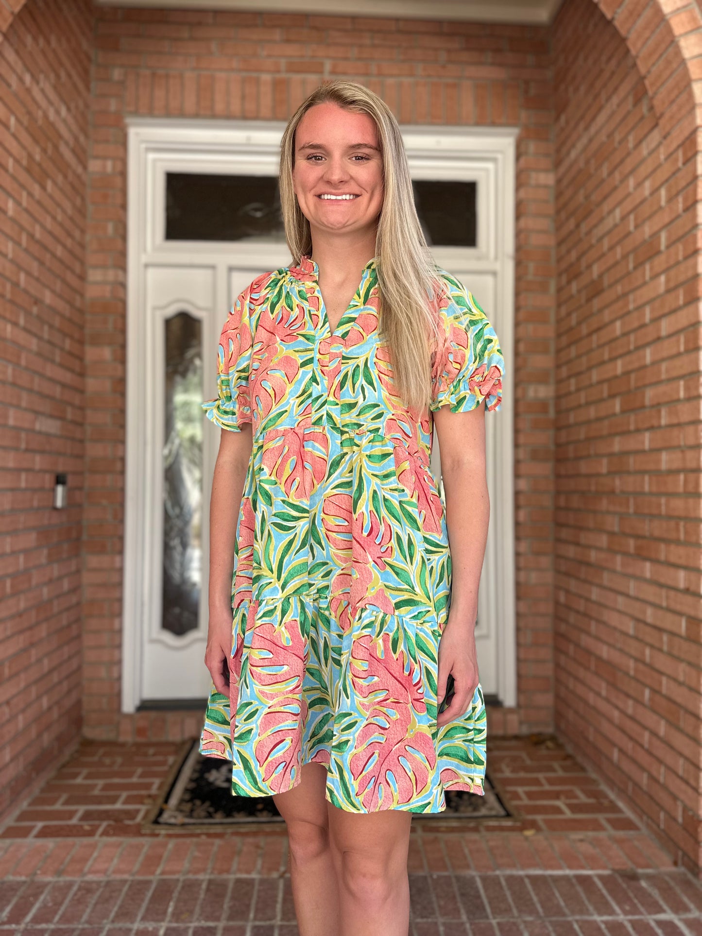 Tropical Leaf Print Dress