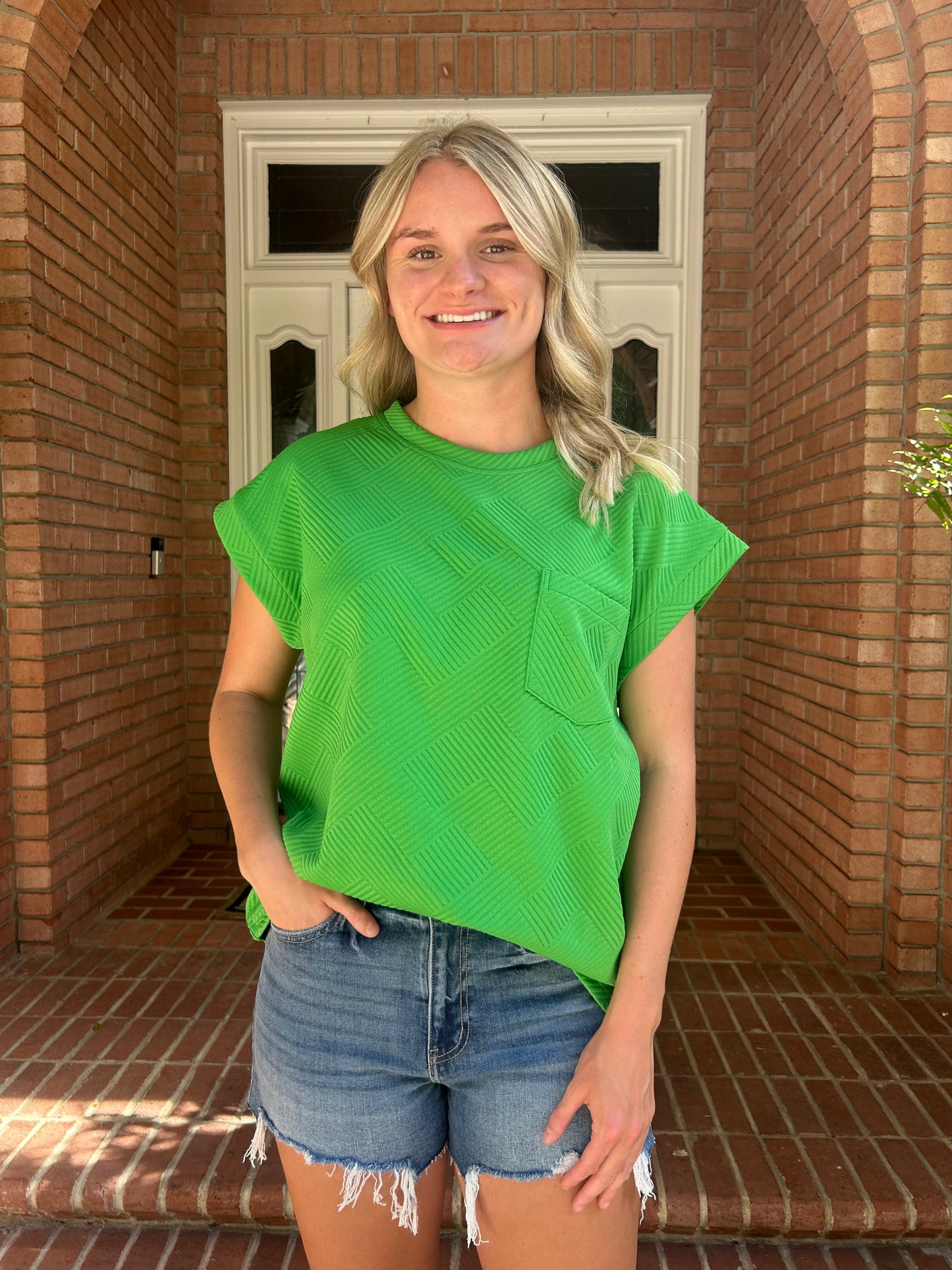 Green Textured Top