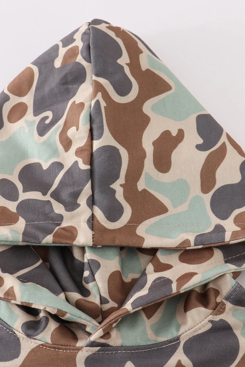 Kids Green Camouflage Print Hoodie