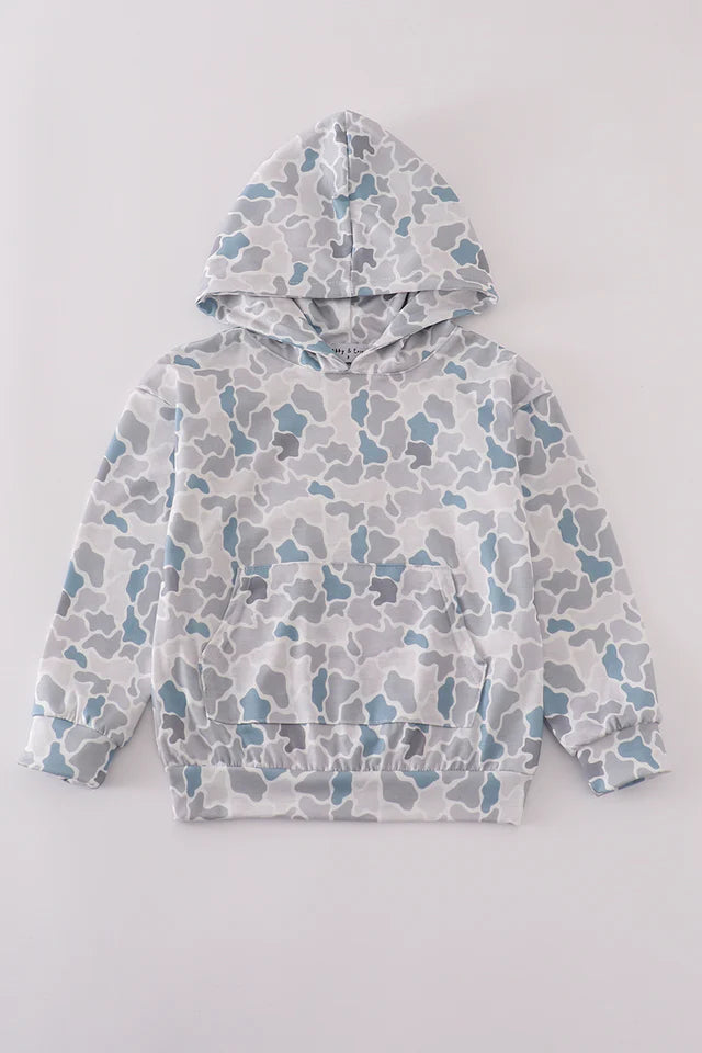 White Camouflage Print Boys Hoodie