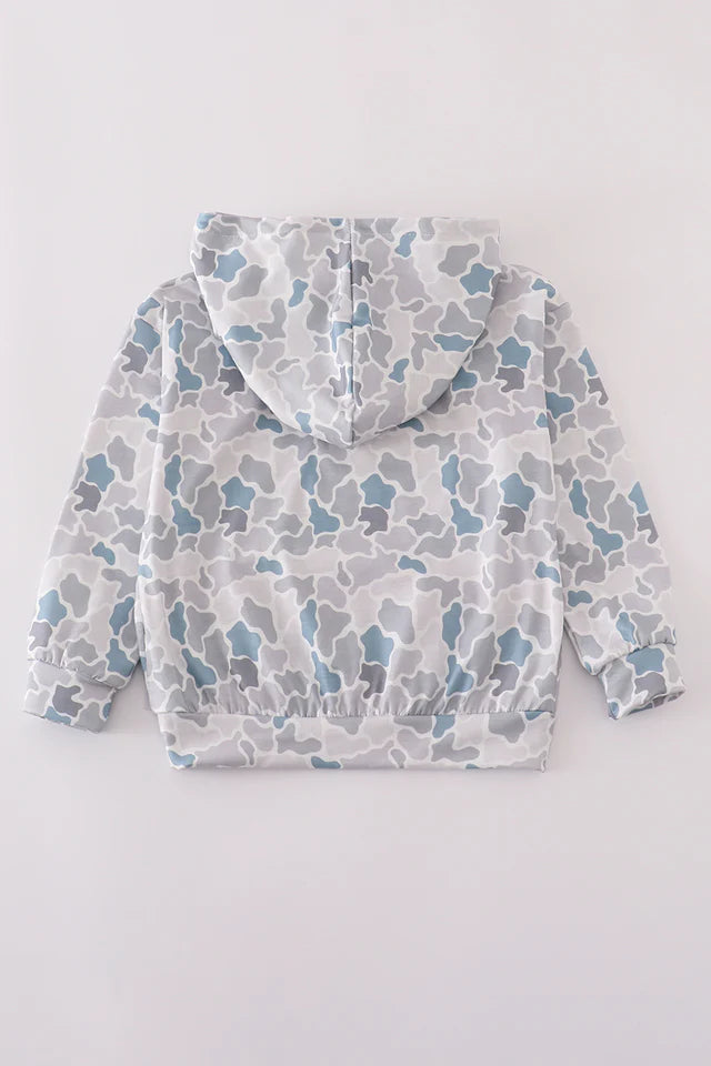 White Camouflage Print Boys Hoodie