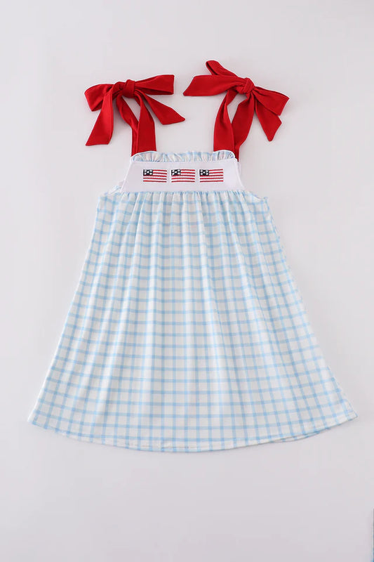 Blue Flag Embroidery Dress