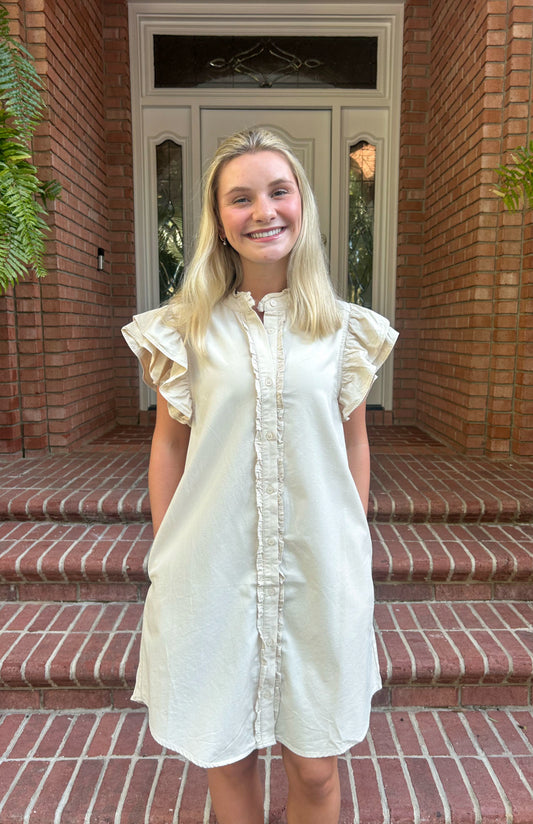 Washed Button Down Mini Dress