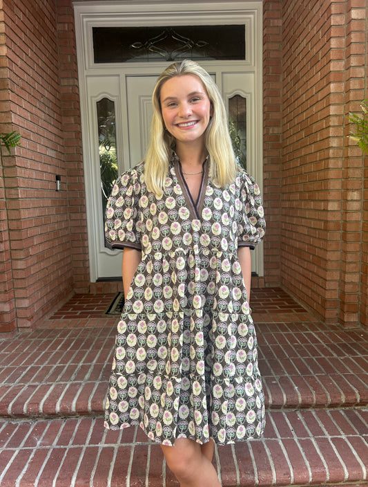 Printed Woven Tiered Dress