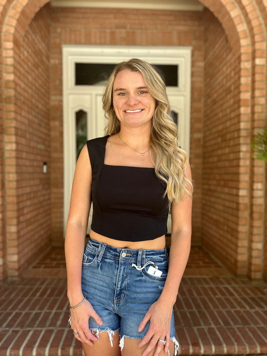 Sleeveless Square Neck Crop Top