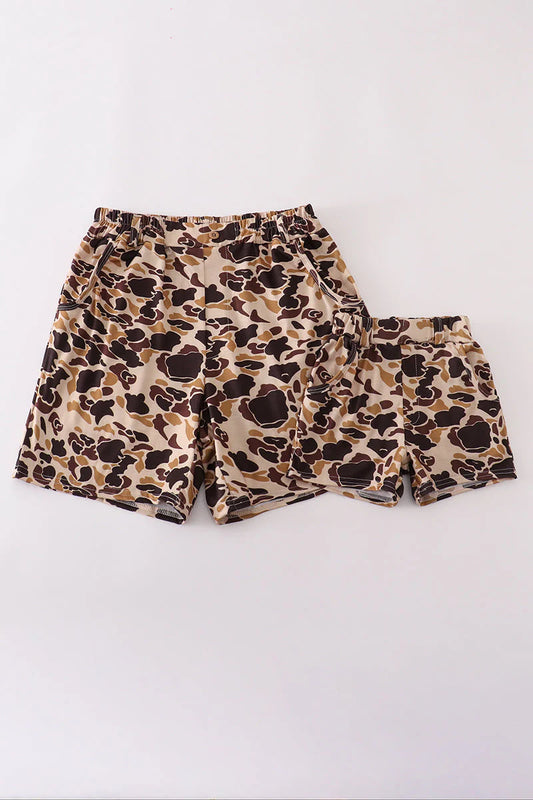 Dad and Me Brown Camouflage Shorts