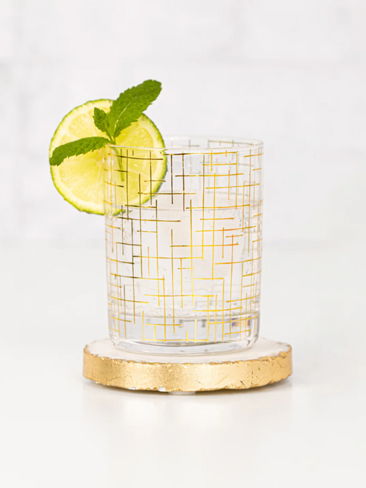 Gold Hatch Cocktail Glasses - Set of 4